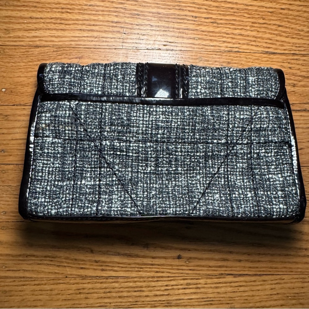 Brighton Black and Gray Tweed Clutch with Silver Flower and chain strap - Picture 10 of 10